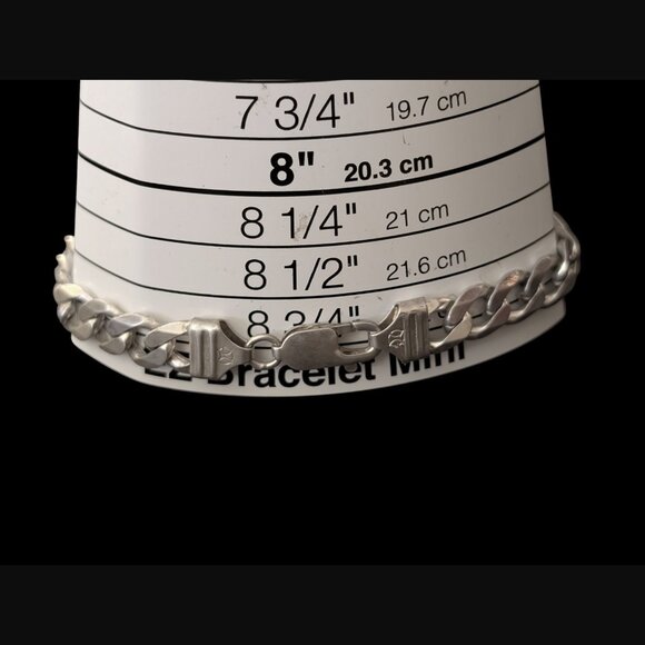 Gold Masters 925 Sterling 8.3mm Cubin Link 8.75" Long Heavy Chain Link Bracelet - Picture 5 of 9